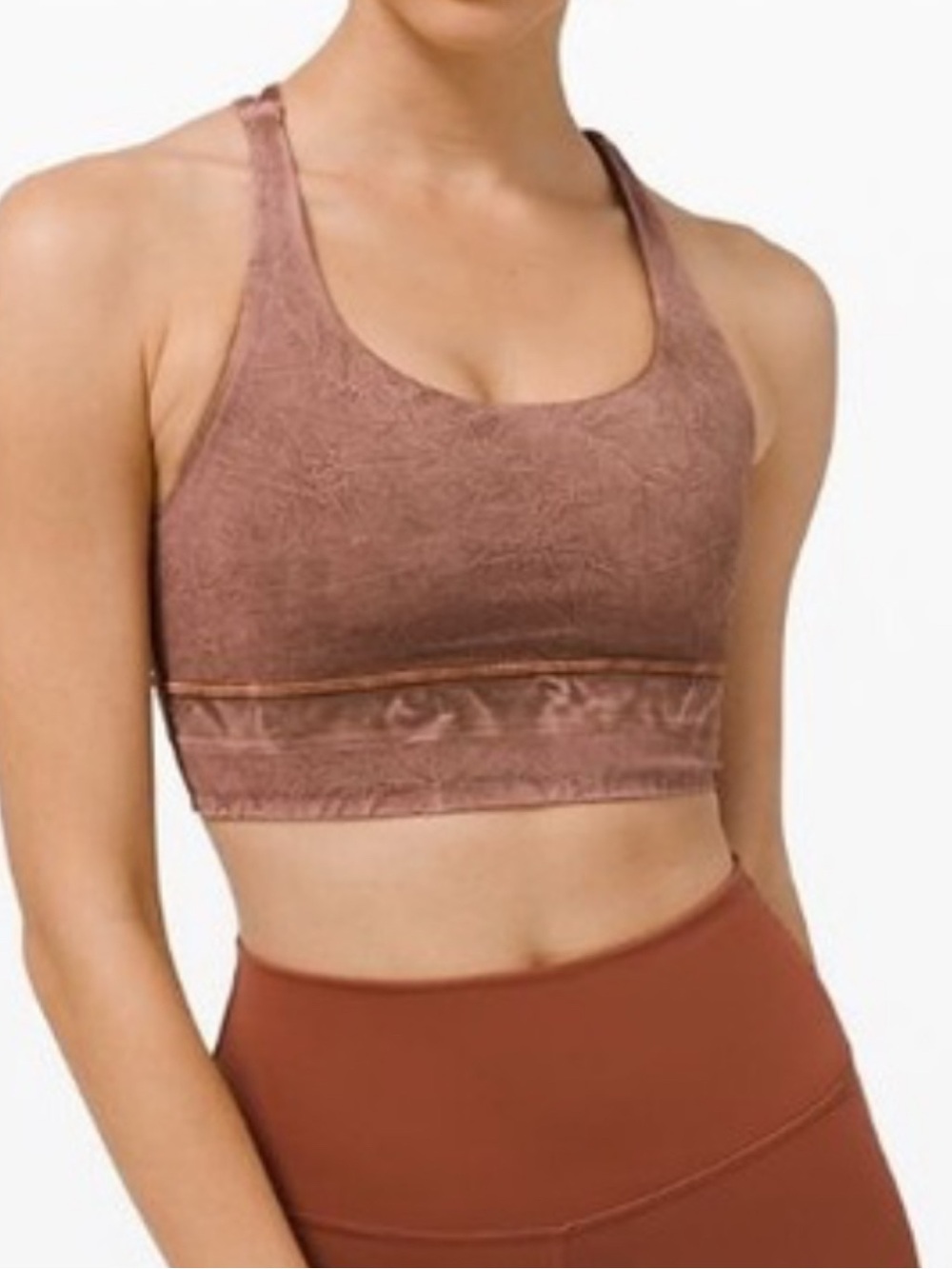 Lululemon Energy Long Line Sports Bra Brown Earth Ice Wash Nulux Yoga Size 4